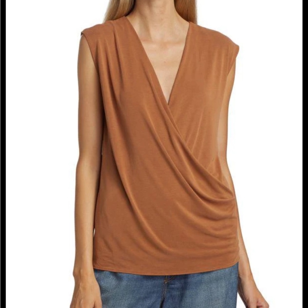 Rag & Bone Christy Drape Top in Brown Small